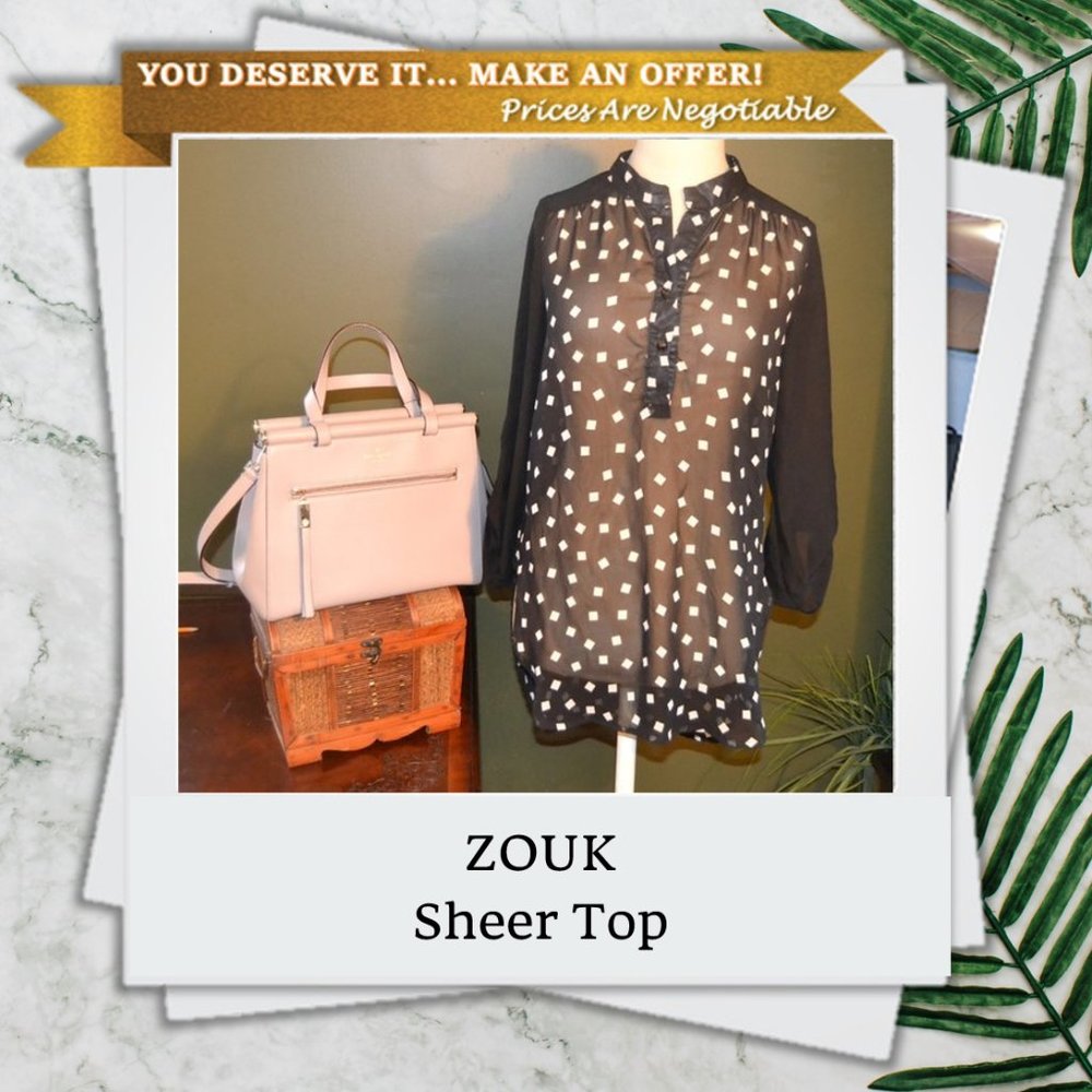 ZOUK: Black Sheer Long Sleeve Top